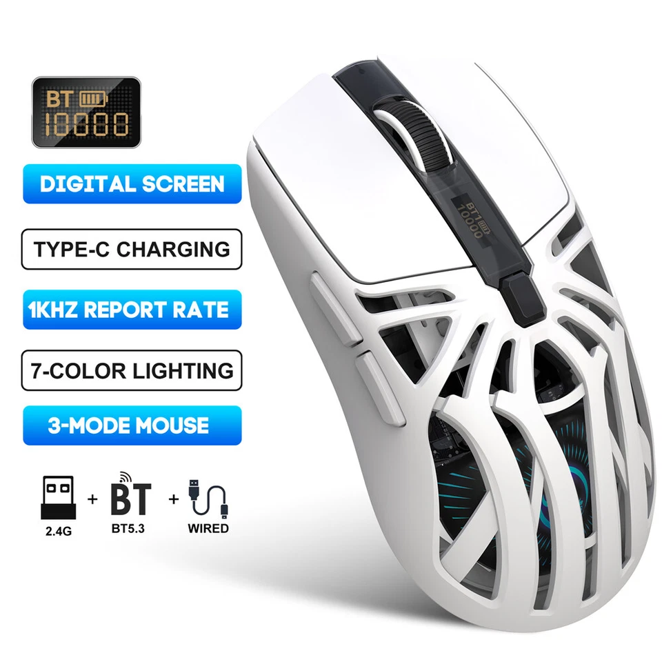 T400 wireless BT-5.4 Wired 2.4g gaming mouse 1000HZ 500mAh rechargeable mouse - Image 2 of 4