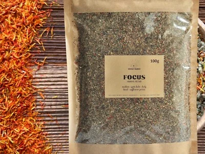 MYSTIC GARDEN FOCUS • pre-ground herbal blend • herbal tea • with safflower petals [25g-100g]