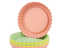 Silicone Tartlet mold baking deserts reusable Non Stick Set of 6 pastel EUC tart