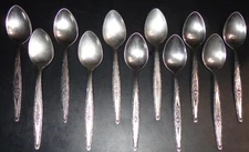 11 VTG STYLECRAFT SINGLE ROSE STAINLESS JAPAN FLATWARE SPOONS 6-3/8" TEASPOONS