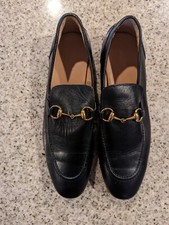 BLACK LEATHER GUCCI HORSEBIT LOAFER SHOES 9 1/2 see measurements