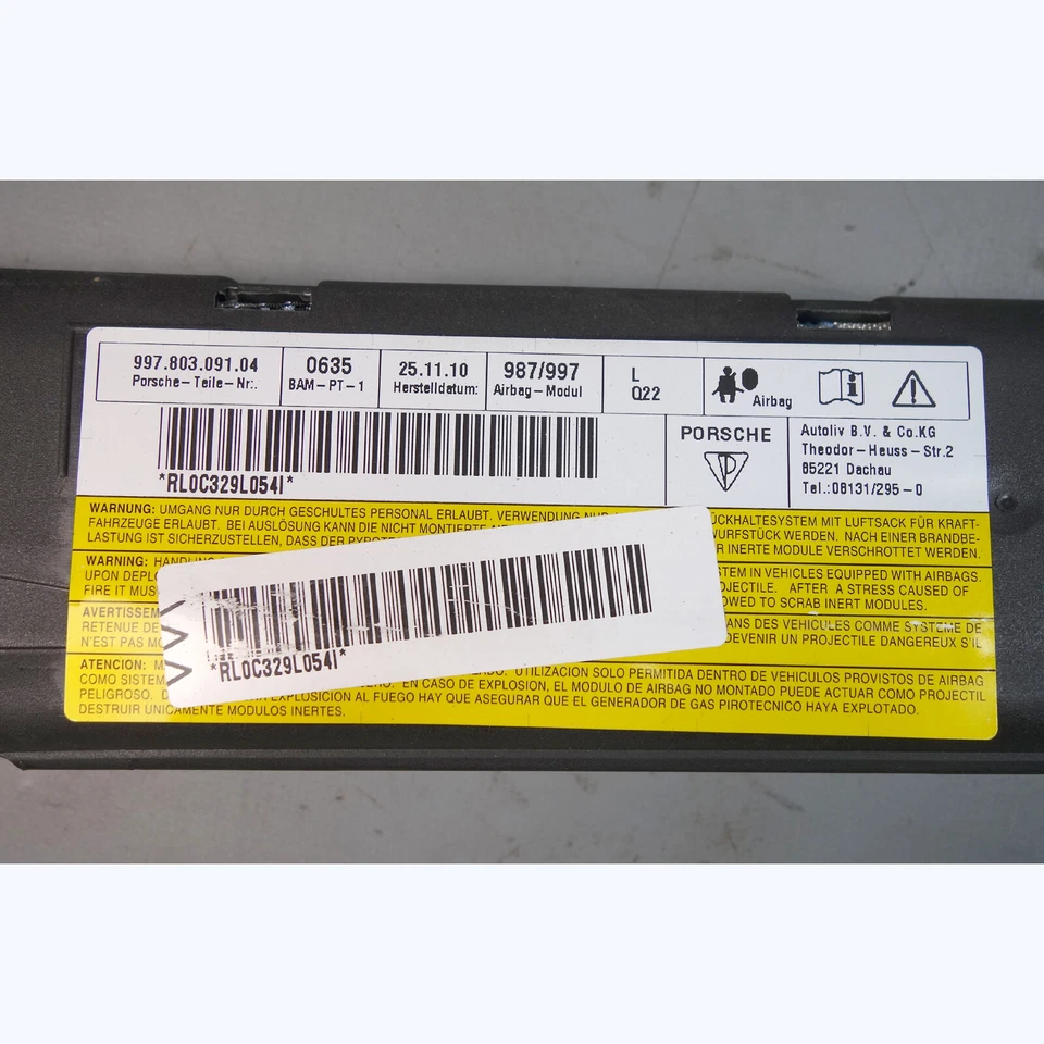 2005-2012 Porsche 997 911 987 Cayman Boxster Left Driver Door Airbag OEM — 第 3/4 张图片