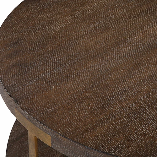 Palisade Round Wood Coffee Table - Picture 3 of 4
