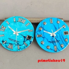 Blue 28.5mm Automatic Watch Dial Texture Face Date Hands Set Fit NH35 Mod Parts