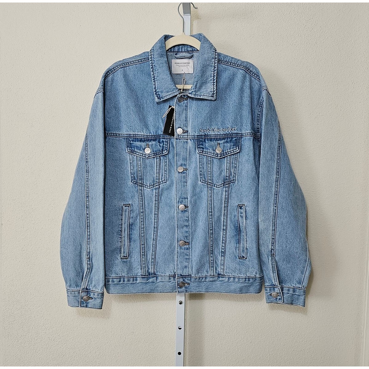 SEEK DISCOMFORT NWT Men's Light Wash Denim Button Jacket Sz S | eBay