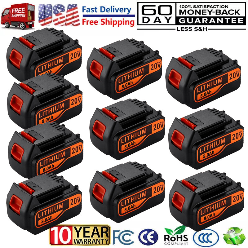 1~10Pcs 20V Max Lithium Ion Battery Pack FOR BLACK and DECKER LBXR20  LBX20