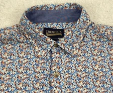 VTG Cremieux Premium Button Shirt Mens LARGE Music Notes Geometric Flip Cuff Y2K