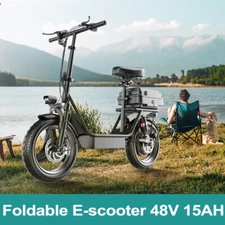 Foldable Electric Scooter Seat 48V 15AH mph Power Motor Escooter Adults 30 Miles