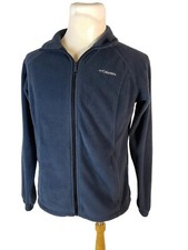 Sz L Mens Full Zip Fleece Jacket. Blue, High Collar Coat Preowned
