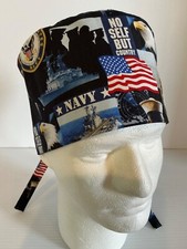US Navy Lined Medical Skull Scrub Cap Surgery Hat / Chemo Cap
