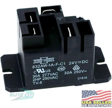Song Chuan 832AW-1A-F-C1, 24VDC Relay, 240 VAC, , 30A General Purpose Relay