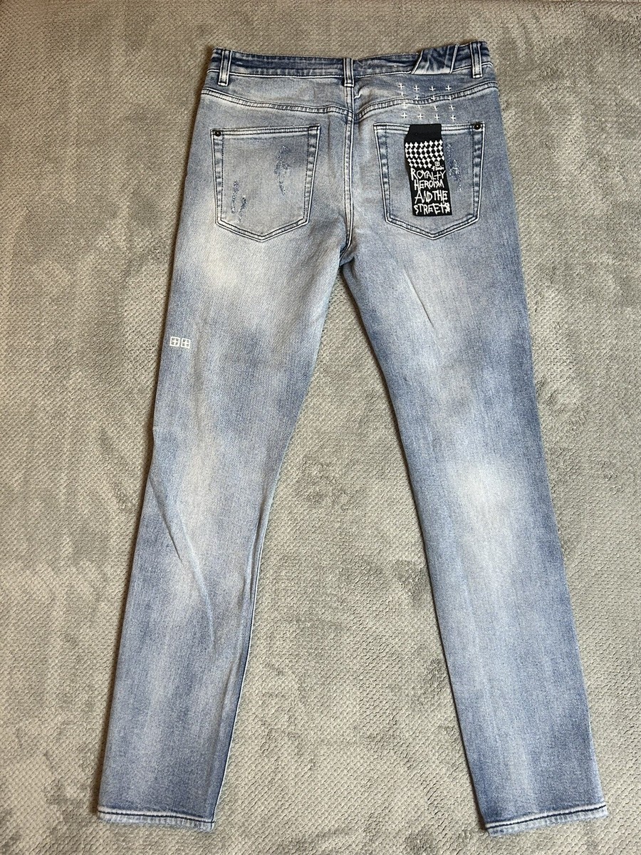 KSUBI RIPPED SKINNY MENS LIGHT BLUE JEANS 32 | eBay