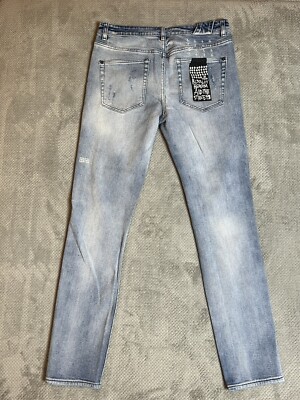 KSUBI RIPPED SKINNY MENS LIGHT BLUE JEANS 32 | eBay