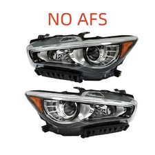 Left+Right Headlights For 2014-2022 Infiniti Q50 FULL LED Chrome Headlamp NO AFS