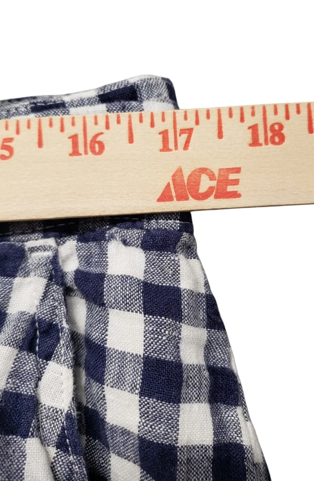 Pantalones Cortos Jones New York Para Mujer Grandes 100% Lino Cuadros Guinga Azul Alto 34x3.5 Foto 4 de 4