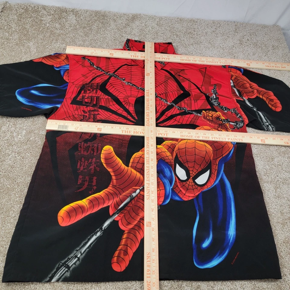 Marvel Spiderman Men's AOP Button Up Shirt Graphic Print 2000 Y2K Men's Sz 2XL - Image 2 of 4