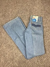 Vintage 70's Levis Rivets Bellbottoms Jeans Juniors 26x34 Blue Orange Tab NOS