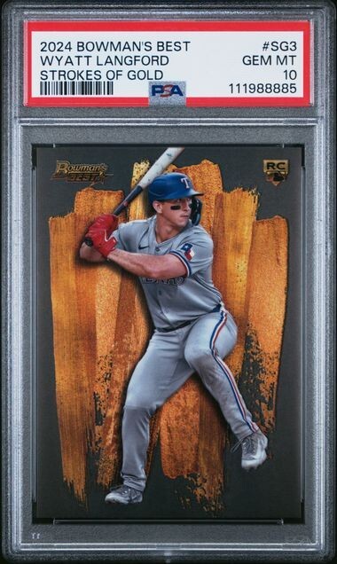 2024 Bowman's Best Wyatt Langford #SG-3 Strokes of Gold 🔥 PSA 10🔥POP 15🔥