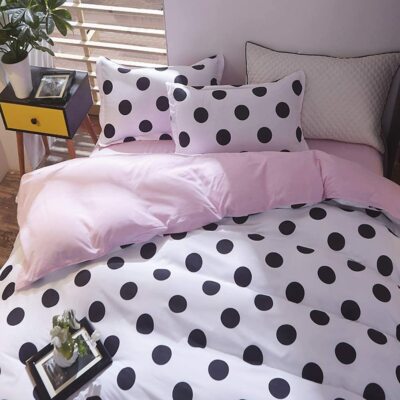 Bettbezug Bettwäsche Mädchen Rosa Punkte Kinder 80 x 80 cmWeiß Gepunktet Motiv