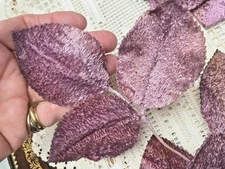 vintage millinery 1940s velvet 2 1/8x3" leaves lobelia 1 spray Japan