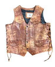 Vanguard Brown Leather Vest Lined Lace-Up Sides Regular Size 46