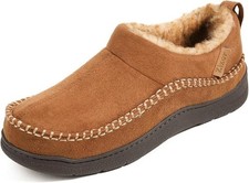 Mens Moccasin Slippers Indoor Outdoor House Slippers Warm Plush Fuzzy Memory ...