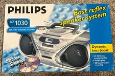 NEW Philips AZ1030 Boombox CD Cassette AM/FM Radio Silver/Gray