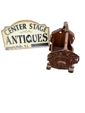 66687   Hand Carved Solid Mahogany Magazine Rack