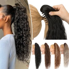 Curly Corn Wave Hair ponytail Claw Clip In as Human Hair Extensions Pony Tail US
