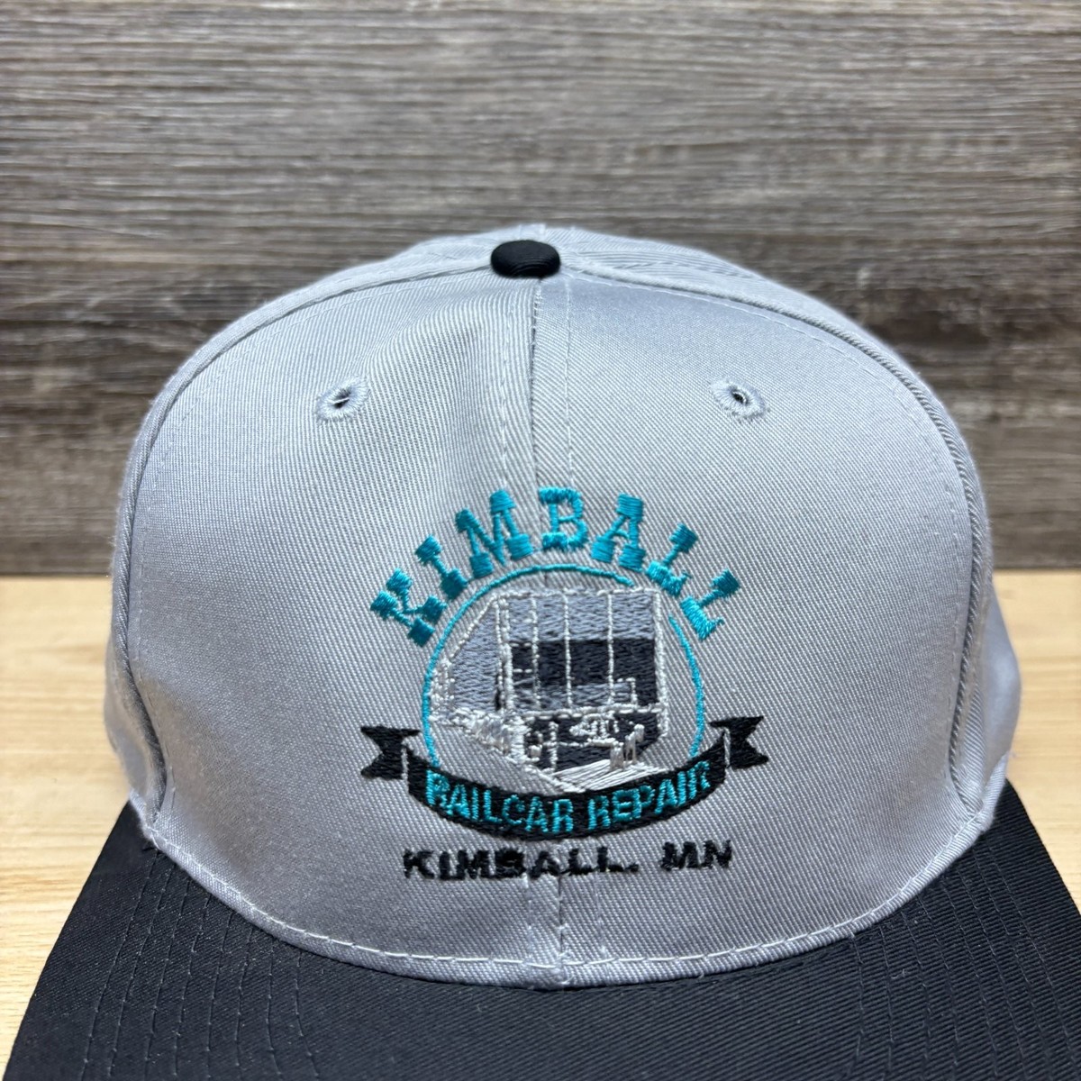 Vintage Kimball Railcar Repair Hat Cap Snap Back Gray Black