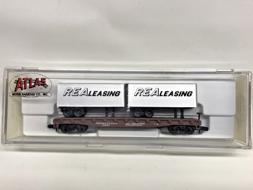 Atlas N Scale 37521 Piggyback Flat With 2 24’ Trailers REA Leasing  | Condition: New