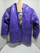 CHAQUETA DE LLUVIA DE VINILO VINTAGE AÑOS 80 Sailmaker vintage púrpura brillante con capucha otoño...