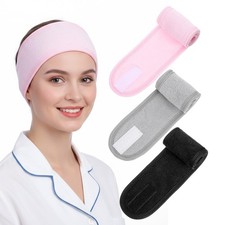 3PCS Spa Facial Headband for Women, Adjustable Terry Cloth Headband Soft Stre...