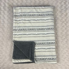 HB Hudson Baby Gray Stripes Blanket Tan White Polka Dots Triangle Zig Zag Sherpa