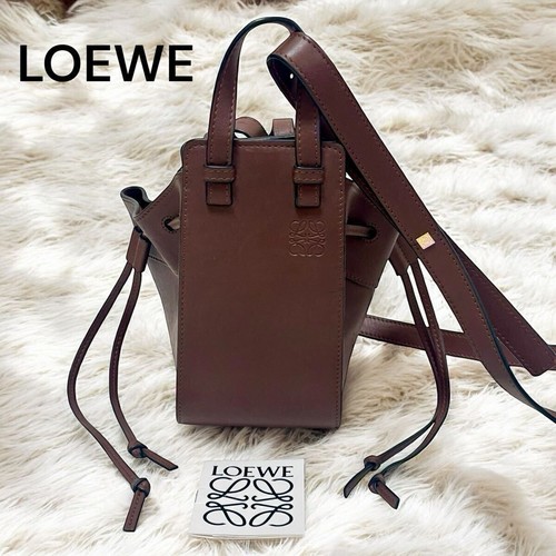 LOEWE Loewe Hammock Small Drawstring Shoulder Bag Brown Leather High Class Elega