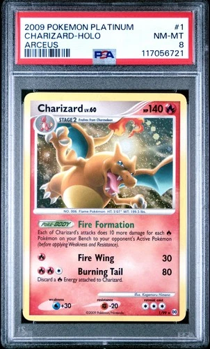 2009 POKEMON PLATINUM ARCEUS #1 CHARIZARD-HOLO PSA 8