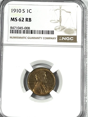 1910-S Lincoln Cent : NGC MS62RB