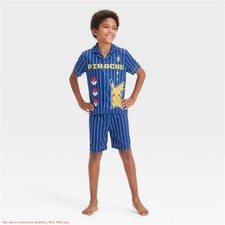 Boys' Pokemon 2pc Baseball Jersey Coat Pajama Set - Navy Blue L SEE DEAL