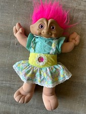 Vintage 1991 ACE Novelty Treasure Troll Doll 18  Pink Hair Star Wishstone 90s