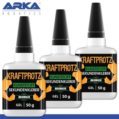 ARKA 3 x 50 g Kraftprotz Kunststoff Sekundenkleber Gel maximaler Halt