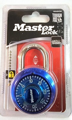 Master Lock 1530DCM Blue Locker School Gym Combination Padlock Anti Shim
