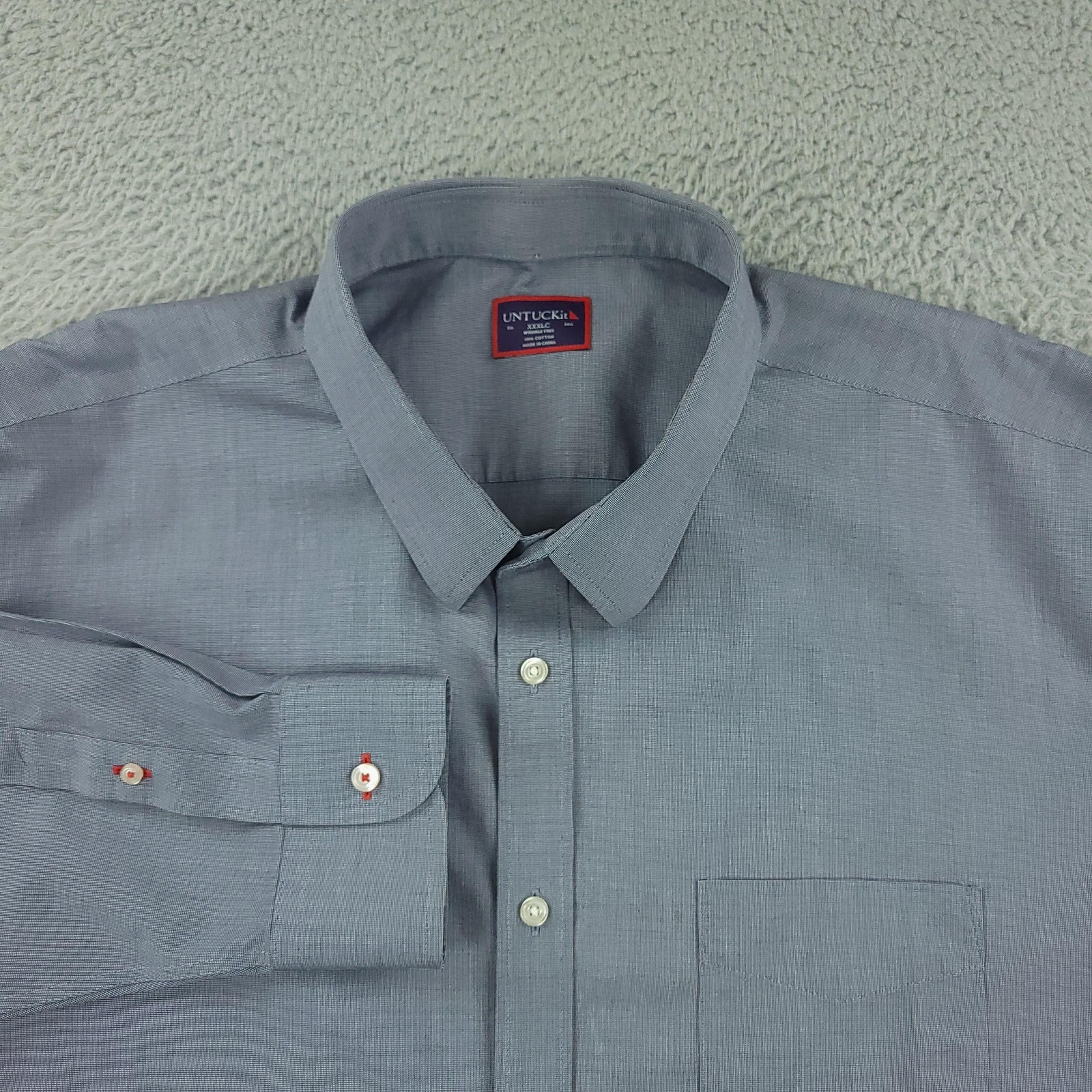 UNTUCKit Shirt Mens 3XL Blue Gray Check Long Sleeve Button Front Wrinkle Free