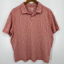 Tommy Bahama Polo Shirt Men's Size L Orange Short Sleeve Logo Collared