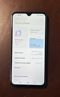 Xiaomi Redmi Note 8 32GB, Blau, Android 11, M1908C3JG + 4GB SD Karte