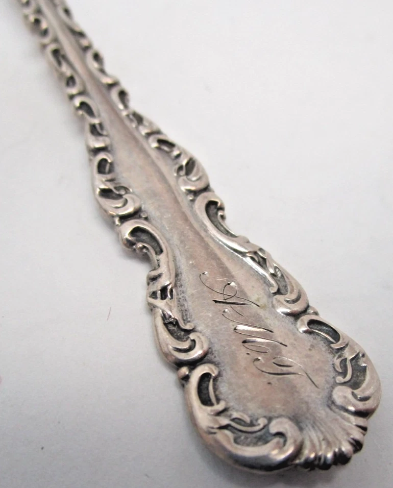 Vintage Antique Gorham Whiting Louis XV Sterling Silver Olive/Lemon Fork w/ MONO - Image 3 of 4