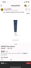TWO NEW Monat Rejuvabeads Split End Mender Rejuveniqe Stronger 2.4 oz 70mle