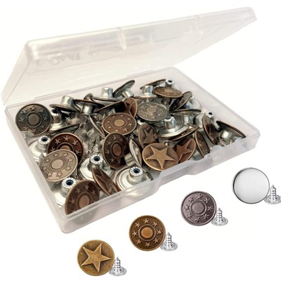40Pcs Metal Jeans Button Tack Buttons Assortment Repair Kit For Sewing Pants