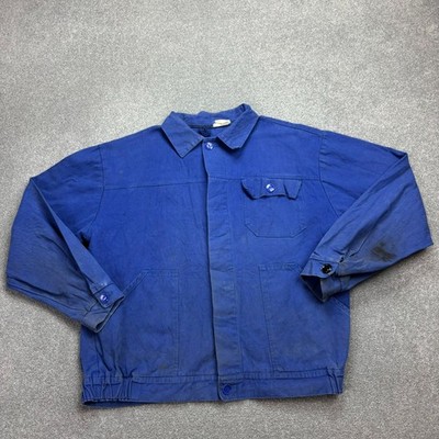 Französische Jacke Damen Large Blau VINTAGE Canvas Chore Work Wear Utility Lady