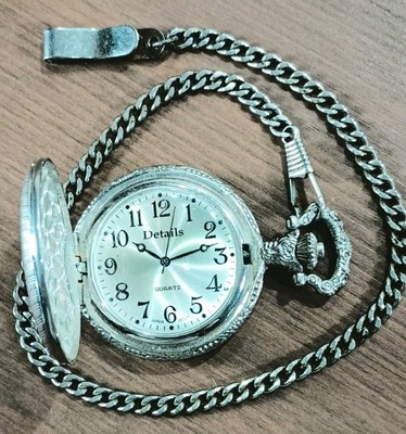 Vintage Details Quartz Pocket Watch Working New Battery Japan Movement 14