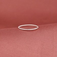 925 Sterling Silver Rope Twist Band Ring Thin Stackable Minimalist Jewelry